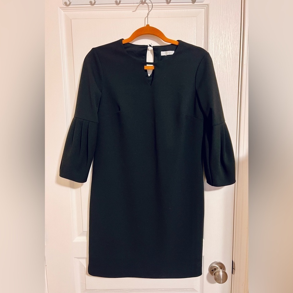 London Times Little Black Dress with Bell Sleeves
